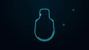 Parlayan neon hattı Mutfak önlüğü simgesi siyah arkaplanda izole edildi. Yemek pişirmek için şef üniforması. 4K Video hareketli grafik canlandırması