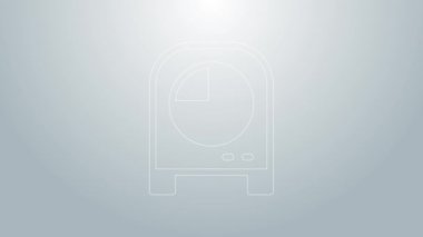 Mavi çizgi mutfak zamanlayıcı simgesi gri arkaplanda izole edildi. Mutfak aletleri. 4K Video hareketli grafik canlandırması