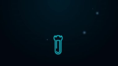 Parlayan neon çizgili bıçak simgesi siyah arkaplanda izole edildi. Çatal bıçak sembolü. 4K Video hareketli grafik canlandırması