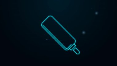 Parlayan neon hattı Rolling Pin simgesi siyah arkaplanda izole edildi. 4K Video hareketli grafik canlandırması