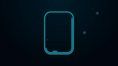Parlayan neon hattı Smartphone, siyah arkaplanda izole edilmiş cep telefonu simgesi. 4K Video hareketli grafik canlandırması