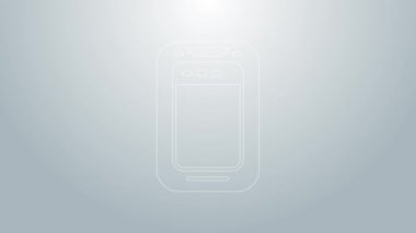 Mavi çizgi Akıllı Telefon, gri arkaplanda izole edilmiş cep telefonu simgesi. 4K Video hareketli grafik canlandırması
