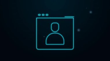 Parlayan neon hattı Siyah arkaplanda izole edilmiş hesap ekranı simgesi oluştur. 4K Video hareketli grafik canlandırması