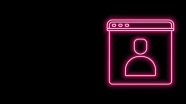 Parlayan neon hattı Siyah arkaplanda izole edilmiş hesap ekranı simgesi oluştur. 4K Video hareketli grafik canlandırması