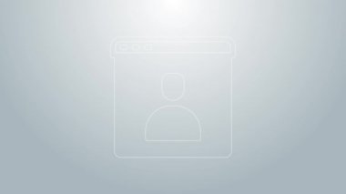 Mavi çizgi Gri arkaplanda izole hesap ekranı simgesi oluştur. 4K Video hareketli grafik canlandırması