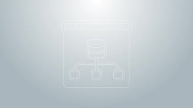 Mavi çizgi sunucusu, Data, Web sunucu simgesi gri arkaplanda izole edildi. 4K Video hareketli grafik canlandırması
