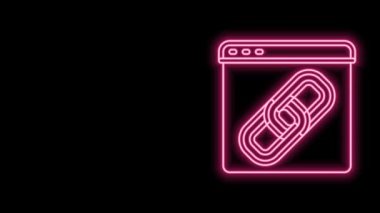 Parlayan neon hattı Tarayıcı pencere simgesi siyah arkaplanda izole edildi. 4K Video hareketli grafik canlandırması