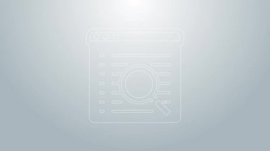 Mavi çizgi Arama motoru simgesi gri arkaplanda izole edildi. 4K Video hareketli grafik canlandırması