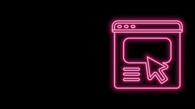 Parlayan neon çizgisi UI veya UX tasarım simgesi siyah arkaplanda izole edildi. 4K Video hareketli grafik canlandırması