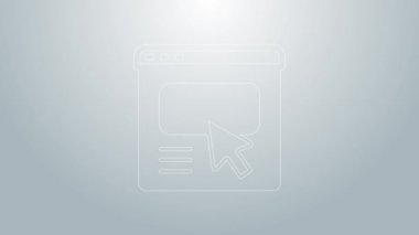 Gri arkaplanda mavi çizgi UI veya UX tasarım simgesi izole edildi. 4K Video hareketli grafik canlandırması