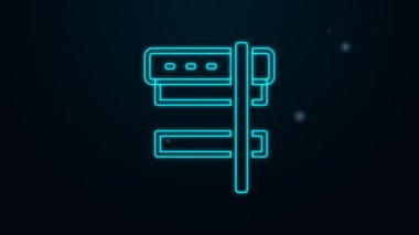 Parlayan neon hattı Sunucu, Data, Web sunucu simgesi siyah arkaplanda izole edildi. 4K Video hareketli grafik canlandırması