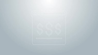 Mavi Hat Çevrimiçi alışveriş ekrandaki simge gri arkaplanda izole edildi. Konsept e-ticaret, e-ticaret, online iş pazarlama. 4K Video hareketli grafik canlandırması