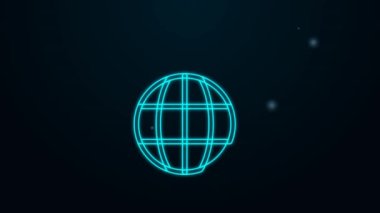 Parlayan neon hattı arama motoru simgesi siyah arkaplanda izole edildi. 4K Video hareketli grafik canlandırması