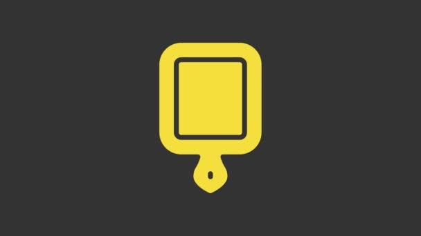 Žlutá ikona řezací desky izolovaná na šedém pozadí. Symbol Chopping Board. Grafická animace pohybu videa 4K — Stock video
