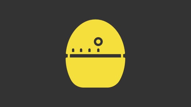 Yellow Kitchen timer icon isolated on grey background. Egg timer. Cooking utensil. 4K Video motion graphic animation — Stock Video