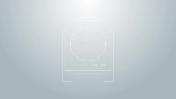 Línea azul Icono del temporizador de cocina aislado sobre fondo gris. Utensil de cocina. Animación gráfica de vídeo 4K — Vídeos de Stock