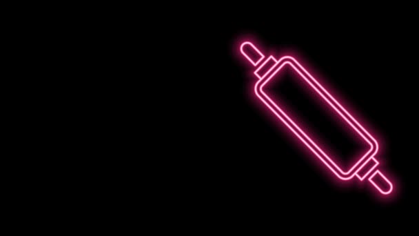 Glowing neon line Rolling pin ikon terisolasi pada latar belakang hitam. Animasi grafis gerak Video 4K — Stok Video