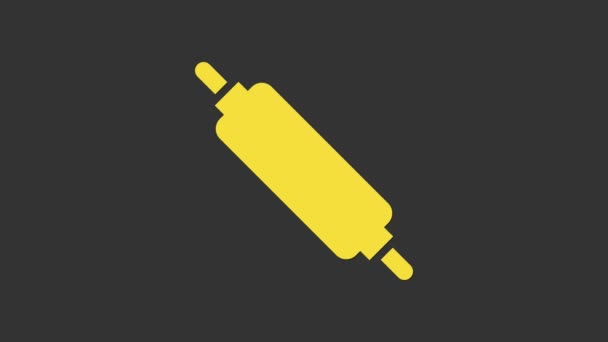 Желтый значок Rolling pin изолирован на сером фоне. Видеографическая анимация 4K — стоковое видео