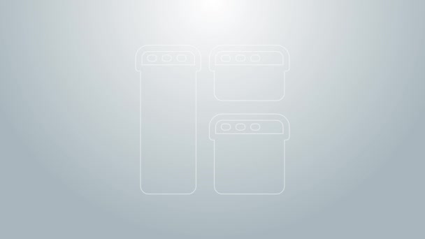 Línea azul Icono de ventana del navegador aislado sobre fondo gris. Animación gráfica de vídeo 4K — Vídeo de stock