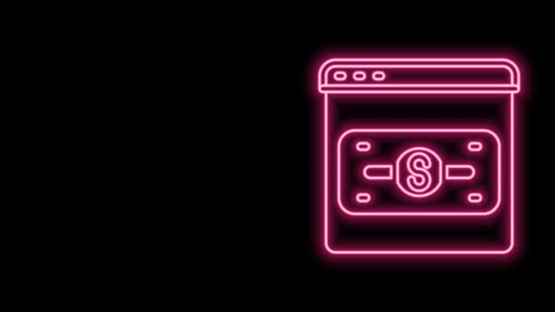 Zářící neon line Online nakupování na obrazovce ikony izolované na černém pozadí. Koncepce e-commerce, e-business, on-line business marketing. Grafická animace pohybu videa 4K — Stock video