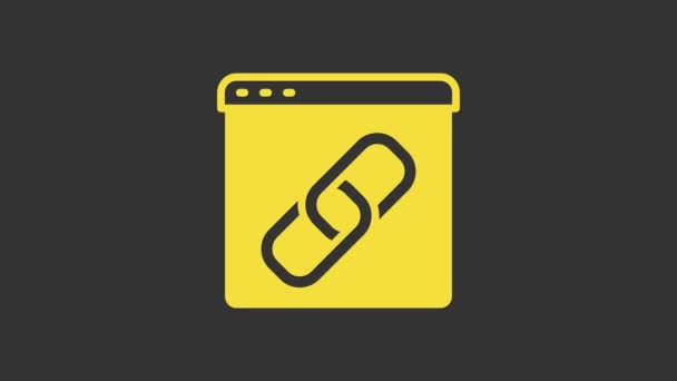 Yellow Browser window icon isolated on grey background. 4K Video motion graphic animation — Stock Video