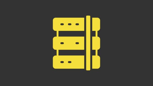 Yellow Server, Data, Web Hosting icoon geïsoleerd op grijze achtergrond. 4K Video motion grafische animatie — Stockvideo
