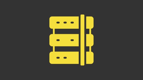 Yellow Server, Data, Web Hosting icon isolated on grey background. 4K Video motion graphic animation — Stock Video