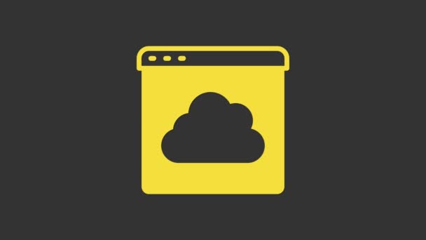 Icono de transferencia y almacenamiento de datos de tecnología de Yellow Cloud aislado sobre fondo gris. Animación gráfica de vídeo 4K — Vídeos de Stock