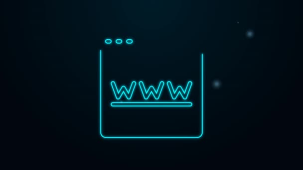 Glowing neon line Browser window icon isolated on black background. 4K Video motion graphic animation — Stock Video