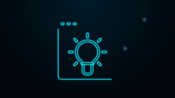 Glowing neon line Browser window icon isolated on black background. 4K Video motion graphic animation — Stock Video