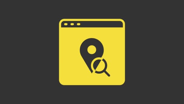 Yellow Infographic of city map navigation icon isolated on grey background. Mobile App Interface concept design. Geolacation concept. 4K Video motion graphic animation — Stock Video