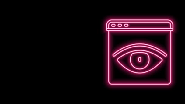 Glowing neon line Browser incognito window icon isolated on black background. 4K Video motion graphic animation — Stock Video