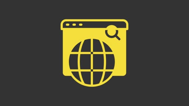 Icono amarillo del motor de búsqueda aislado sobre fondo gris. Animación gráfica de vídeo 4K — Vídeos de Stock