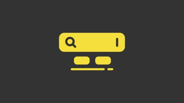 Icono amarillo del motor de búsqueda aislado sobre fondo gris. Animación gráfica de vídeo 4K — Vídeo de stock