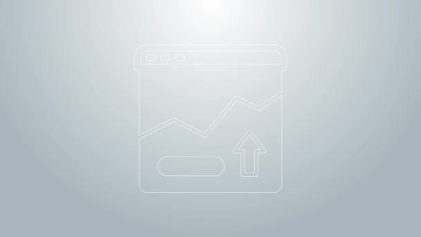 Modrá čára Zvýšení finančního růstu ikona izolovaná na šedém pozadí. Zvyšuji příjmy. Grafická animace pohybu videa 4K — Stock video
