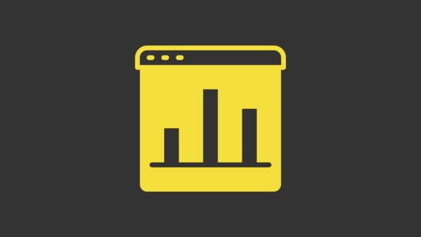 Gelbe Grafik, Diagramm, Diagramm, Infografik-Symbol isoliert auf grauem Hintergrund. 4K Video Motion Grafik Animation — Stockvideo