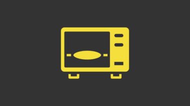 Sarı mikrodalga fırın ikonu gri arka planda izole edildi. Ev aletleri simgesi. 4K Video hareketli grafik canlandırması