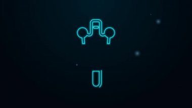 Siyah zemin üzerinde su musluğu simgesi olan parlak neon hat helvası. 4K Video hareketli grafik canlandırması