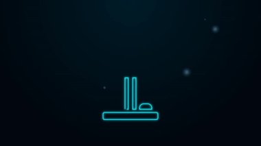 Parlayan neon çizgisi masa lambası simgesi siyah arkaplanda izole edildi. 4K Video hareketli grafik canlandırması