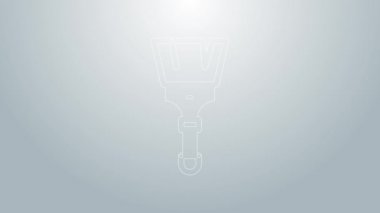 Mavi çizgi boya fırçası simgesi gri arkaplanda izole edildi. 4K Video hareketli grafik canlandırması