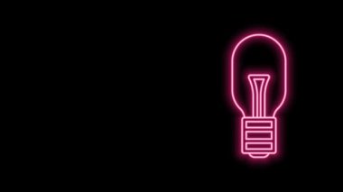 Siyah arkaplanda izole edilmiş fikir ikonu kavramına sahip parlak neon hattı ampulü. Enerji ve fikir sembolü. İlham konsepti. 4K Video hareketli grafik canlandırması