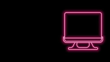 Parlayan neon hattı Akıllı TV simgesi siyah arkaplanda izole edildi. Televizyon tabelası. 4K Video hareketli grafik canlandırması