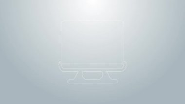 Mavi çizgi Akıllı TV simgesi gri arkaplanda izole edildi. Televizyon tabelası. 4K Video hareketli grafik canlandırması