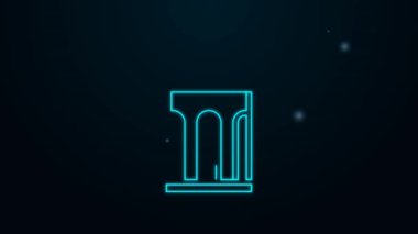 Parlayan neon hattı Çöp kutusu simgesi siyah arkaplanda izole edildi. Çöp kutusu tabelası. Sepet simgesini geri dönüştür. Ofis çöpü ikonu. 4K Video hareketli grafik canlandırması