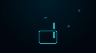 Parlayan neon hattı buzdolabı simgesi siyah arkaplanda izole edildi. Buzdolabı buzdolabı. Ev aletleri ve aletler. 4K Video hareketli grafik canlandırması