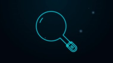 Parlayan neon hattı kızartma tavası simgesi siyah arkaplanda izole edildi. Kızartma veya kızartma gıda sembolü. 4K Video hareketli grafik canlandırması