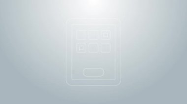 Gri arkaplanda mavi çizgi grafik tableti simgesi izole edildi. 4K Video hareketli grafik canlandırması