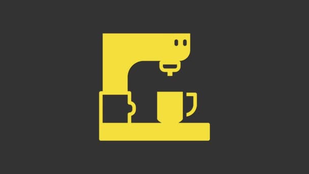 Icono de Cafetera Amarilla aislado sobre fondo gris. Animación gráfica de vídeo 4K — Vídeo de stock