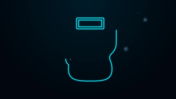 Gloeiende neon lijn Ketel met handvat pictogram geïsoleerd op zwarte achtergrond. Theepot icoon. 4K Video motion grafische animatie — Stockvideo