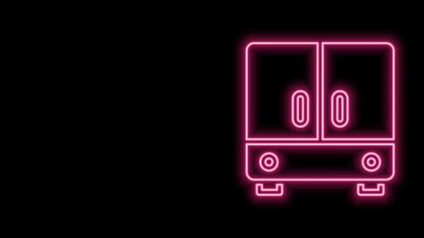 Glowing neon line Wardrobe icon isolated on black background. 4K Video motion graphic animation — Stock Video